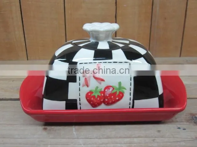 Individual ceramic butter dish with lid