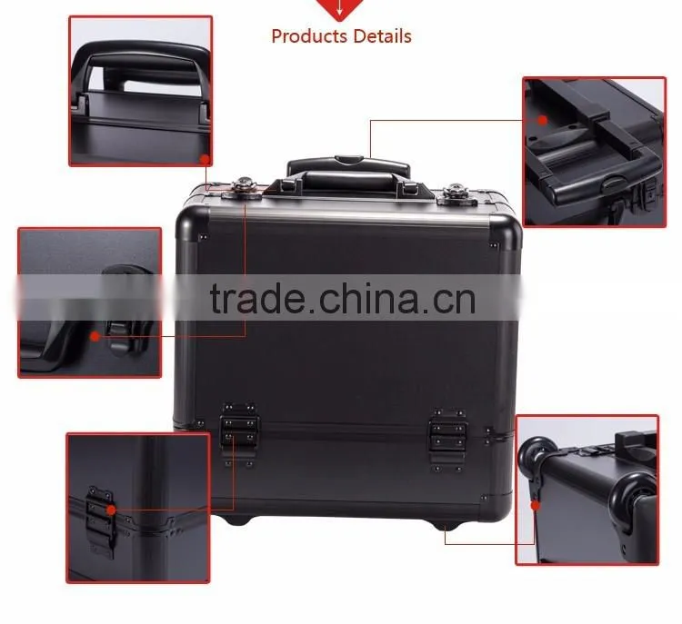 4 in 1 makeup trolley black professional cosmetic rolling makeup case