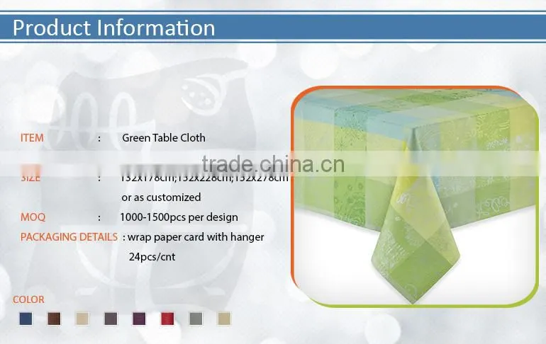Polyester Jacquard Green Table Cloth