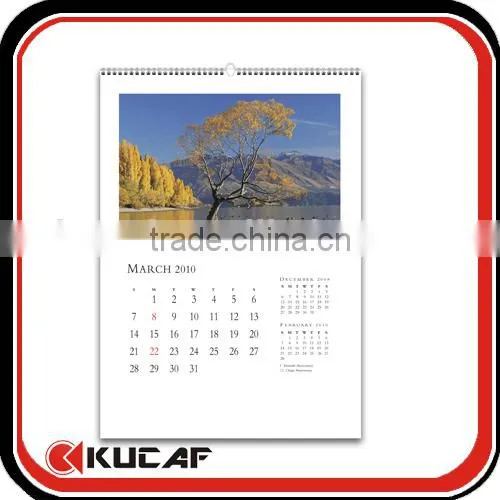 2016 promotion foldable souvenir monthly wall calendar to print