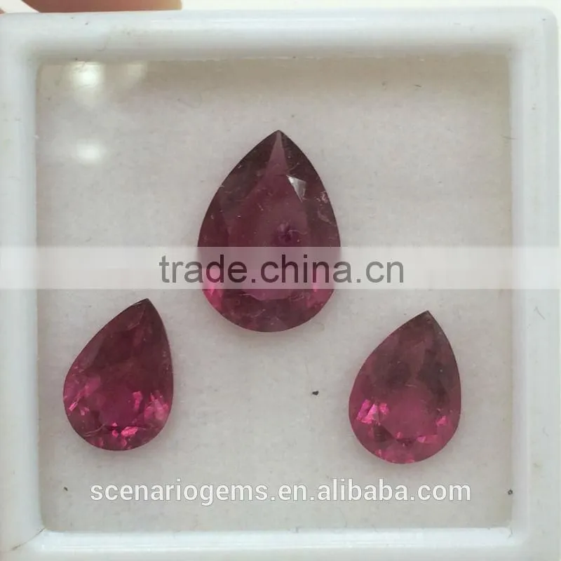 #15OMZZ Natural Pink Tourmaline Pear Cut Faceted Loose Gemstone Rubellite