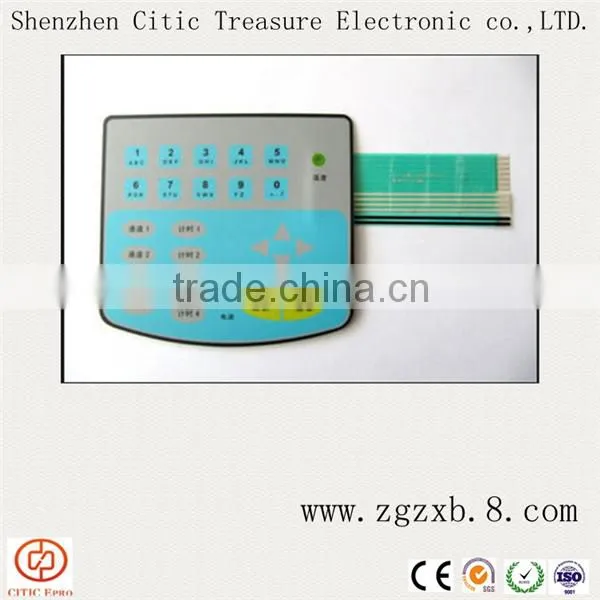 Ebossed LED membrane switch with windows,Flexible printed keyboard