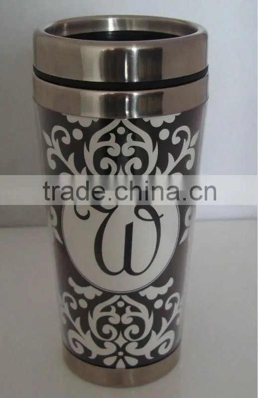 cute double wall plastic travel advertising mug