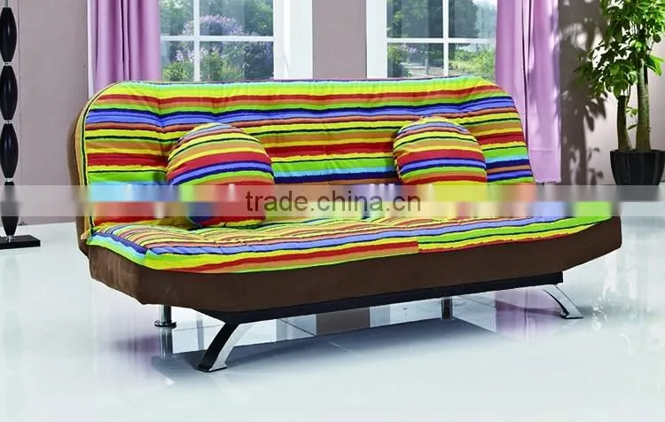Modern living room furniture convertible fabric sofa bed with throw pillows