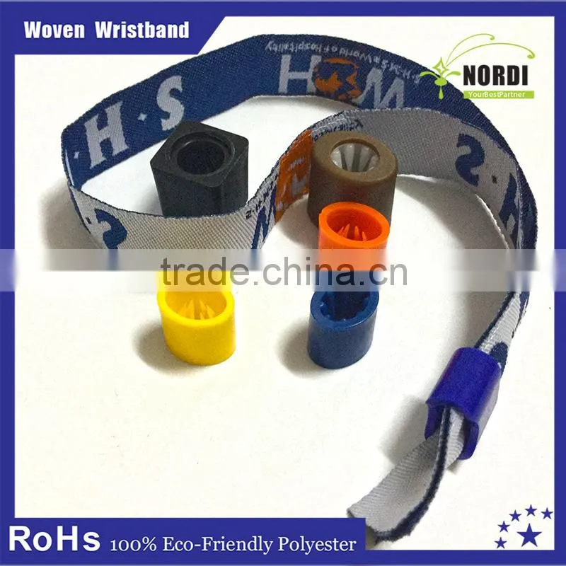 plastic button woven wristband/custom woven bracelet/woven bracelet