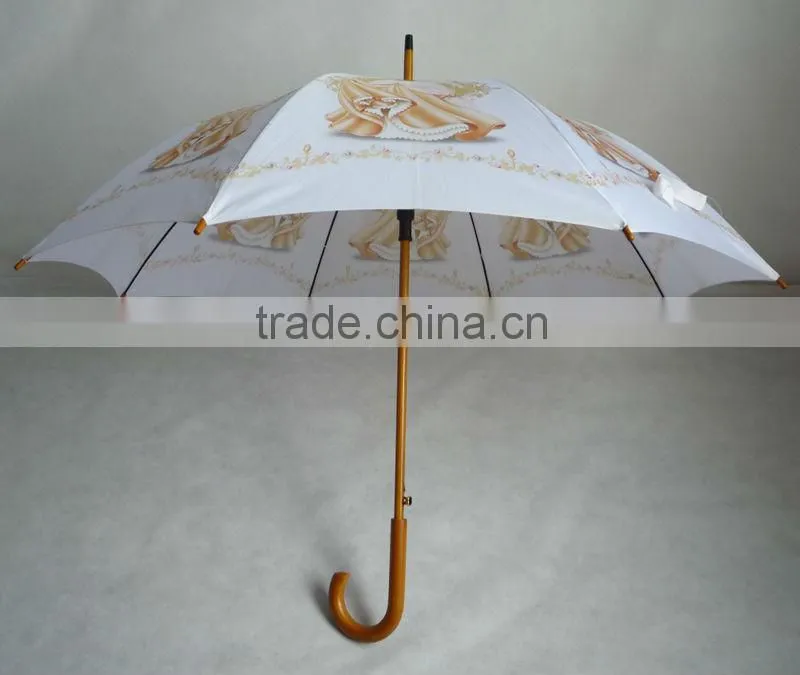 High fashion straight wooden umbrella for rain