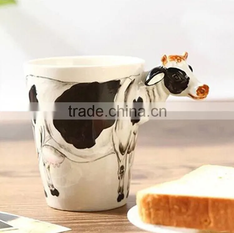 Cow shaped ceramic 3D animal mug wholesale