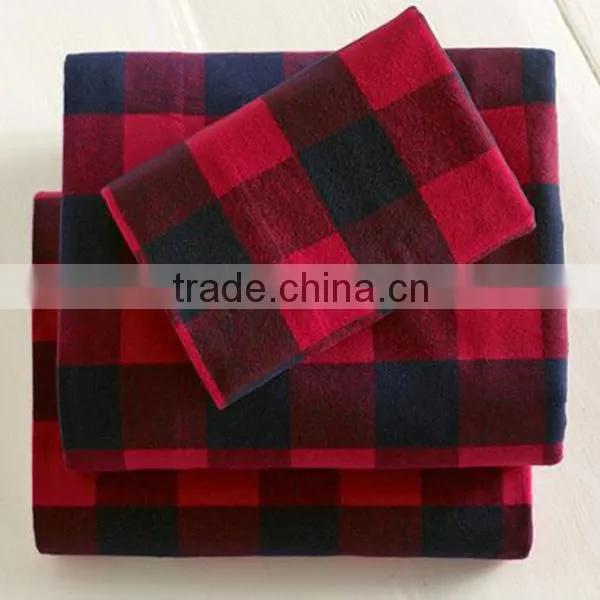 sleepwear fabric, plaid flannel fabric, 20s*10s 40*42 100% cotton flannel, pajamas print flannel