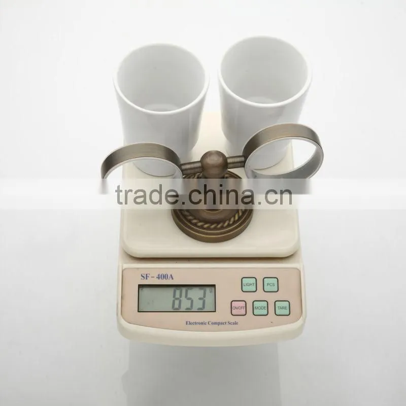 Antique Copper Pure Ceramic Dual Tumbler Holder for Bathroom Accessories