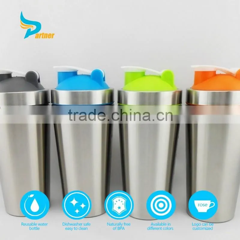 custom logo stainless steel protein shaker water bottles