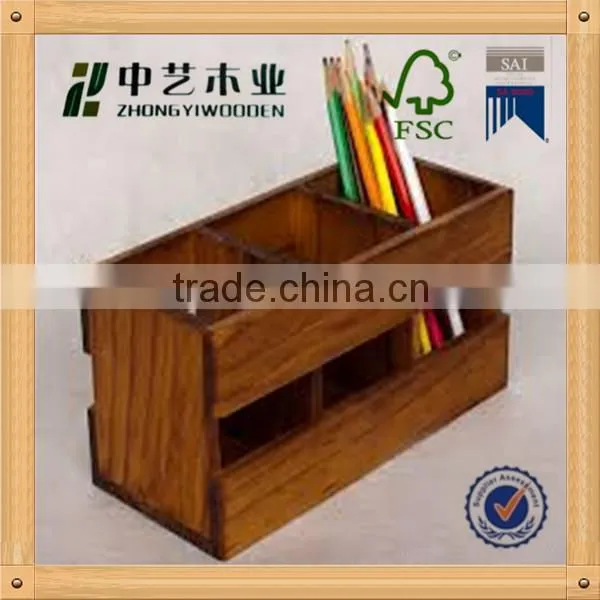 hot selling FSC rectangle magnetic fancy kids wooden pen holder for wholesale