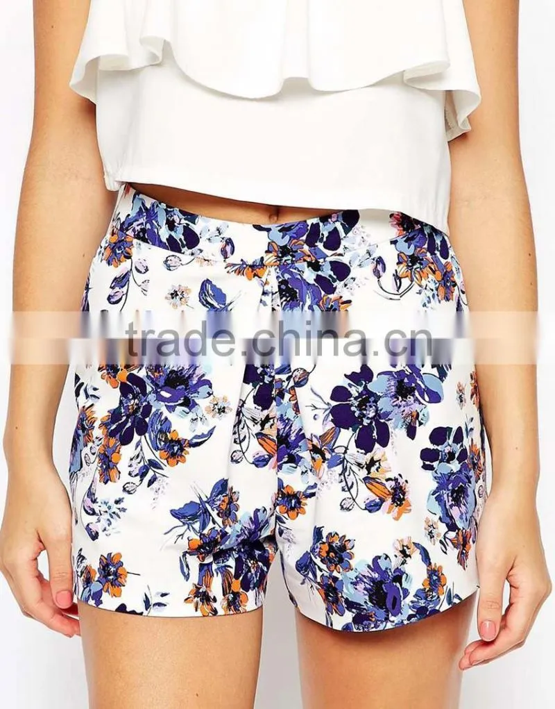 Printed sexy women wholesale price two pockets charming fascinating shorts