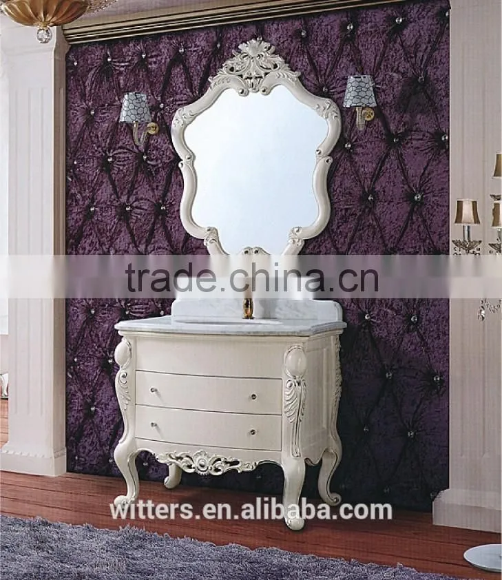 Natural marble top bathroom vanity set in beige WTS326