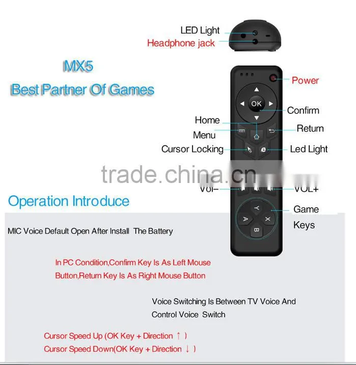 new MX5 fly air mouse wireless android tv mx5 air mouse