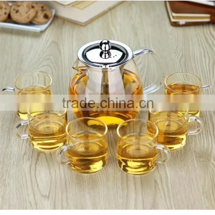 Hot sale!520ml/750ml Mouth blown heat-resistant borosilicate teapot with stainless steel filter, in stock.