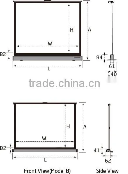 Wall Mount Pull Down Projector Screen 4:3 Multiple Sizes projector screen