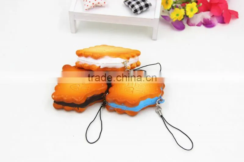 PU Cream One Bite Biscuits Miniature Fake Food For Dolls and Dollhouse Purse Keychains Decor-Yiwu sanqi crafts factory