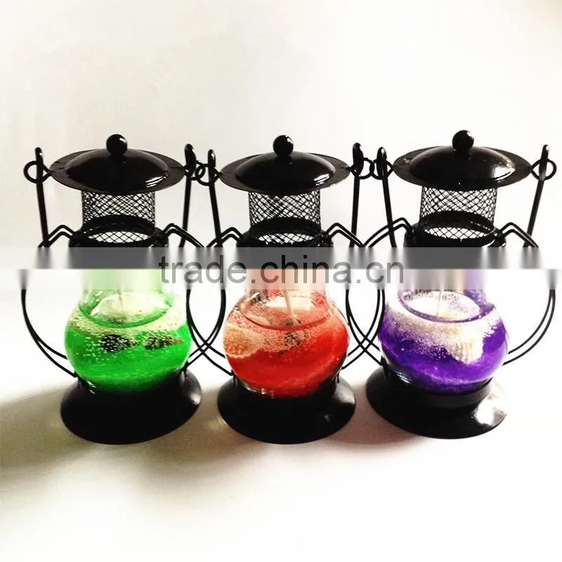 Wholesale High Quality and Aladdin Lamp Design as Wedding Decoration's Metal Lantern with Jelly Candle