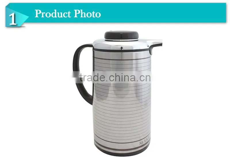 Double wall glass liner stainless steel body ArabicJapan style thermos flask 1L,1.3L,1.6L,1.9L