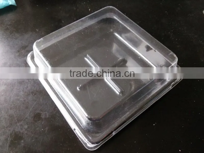 Plastic square small cake puff pastry container box with lid