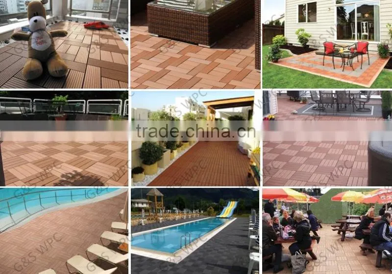 Outdoor eco-friendly composite wpc interlocking decking tiles anti-slip wpc diy flooring