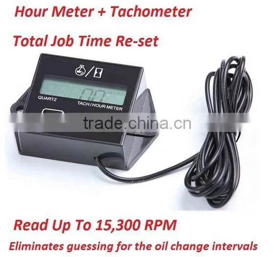 LCD display hour tachometer for gasline engine