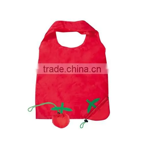 Promotion standard tomato shape foldable funny polyester bag