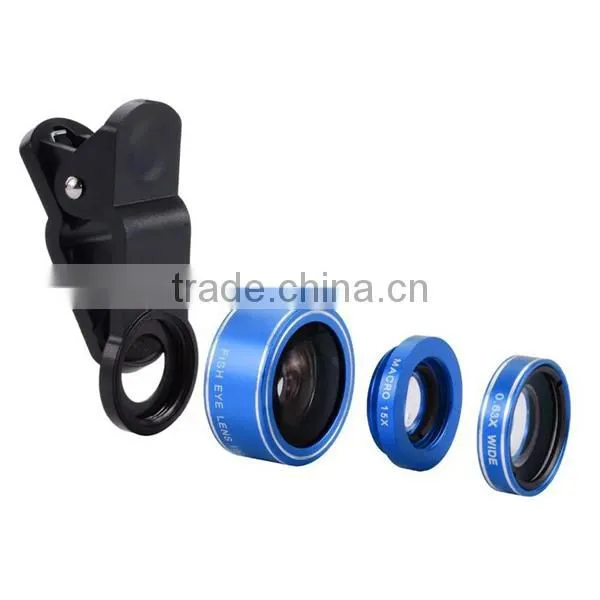 Universal Clip-on 3 in 1 Fisheye Wide Angle Micro Camera Lens for mobile phone