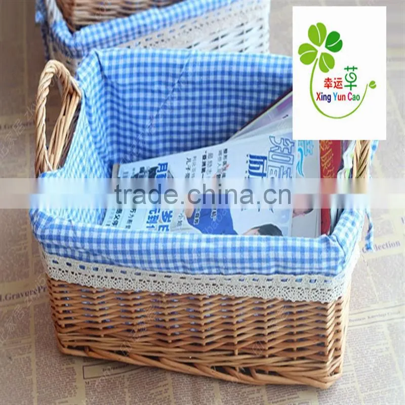 wicker&rattan square wicker basket with liner factory supply