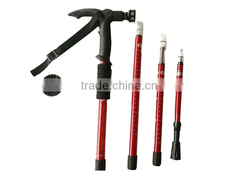 Telescope walking stick with flashlight 5 LED, Aluminum 6061, 4 sections, SZ19001