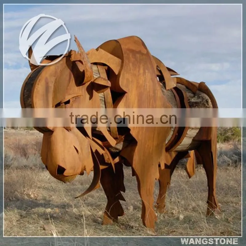 Modern Abstract Metal Corten Sculpture for Square Decor