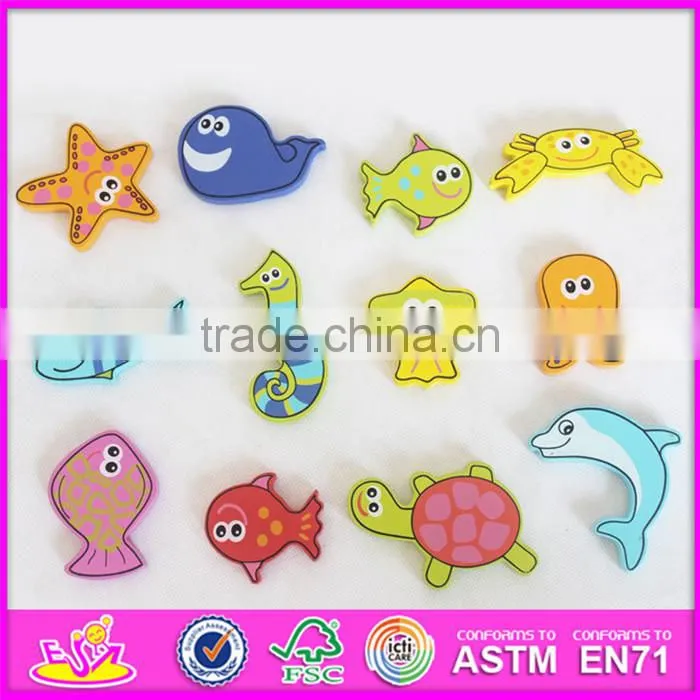 2016 new design magnetic wooden children fish toy W01A088
