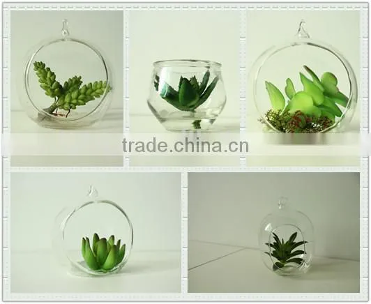 Hanging succulents mini plants artificial glass potted plants