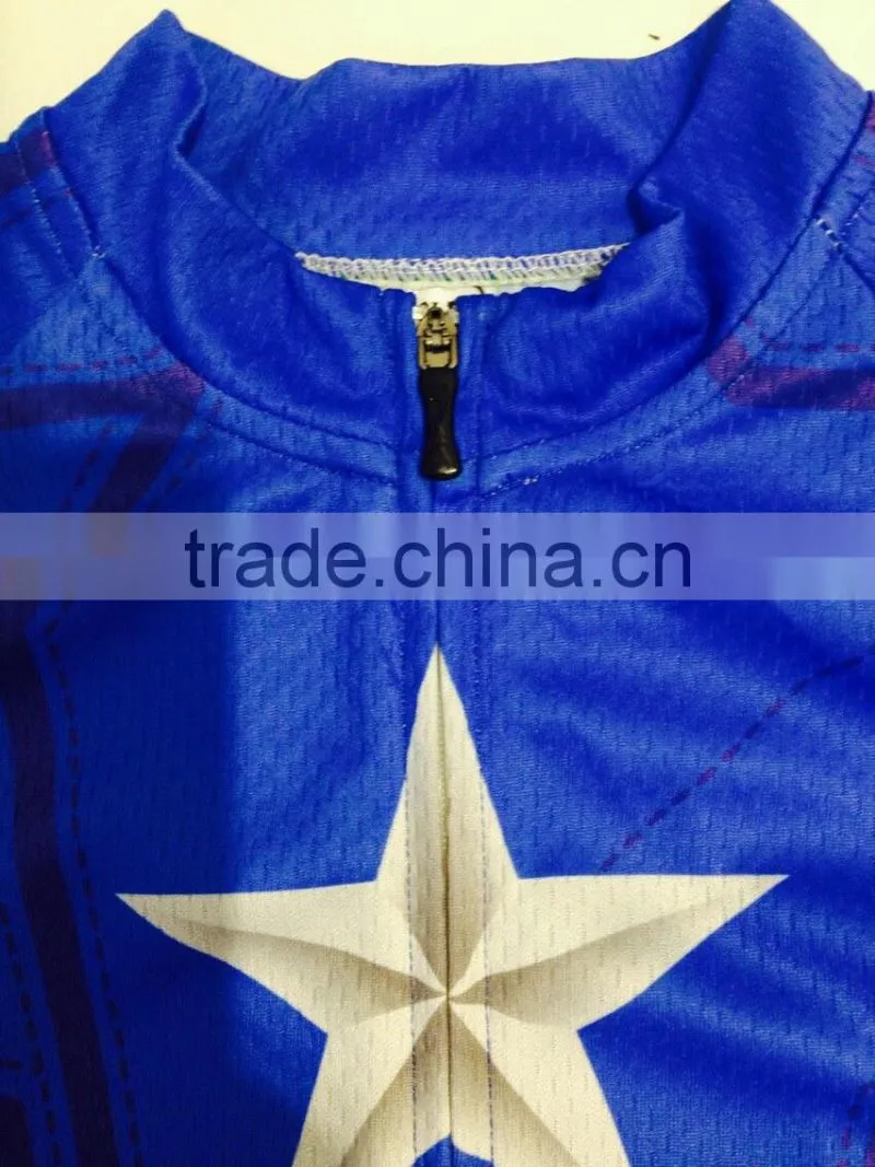Captain America design bike clothing, good quality cycling jersey