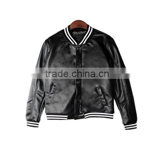Black blank men's baseball jackets with leather