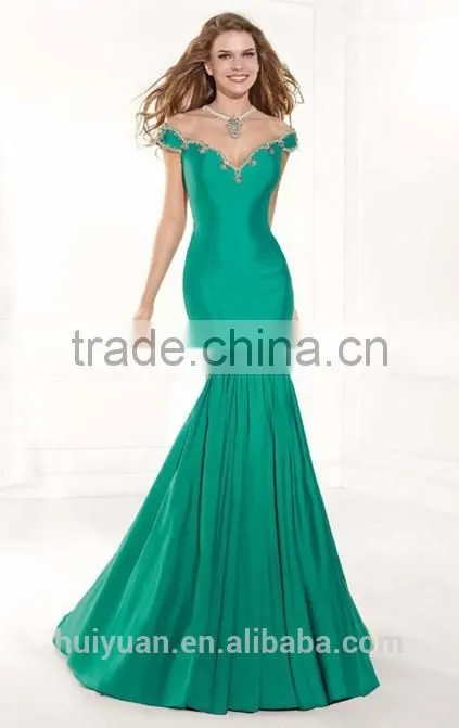 green colour long beaded evening sexy mature women dress
