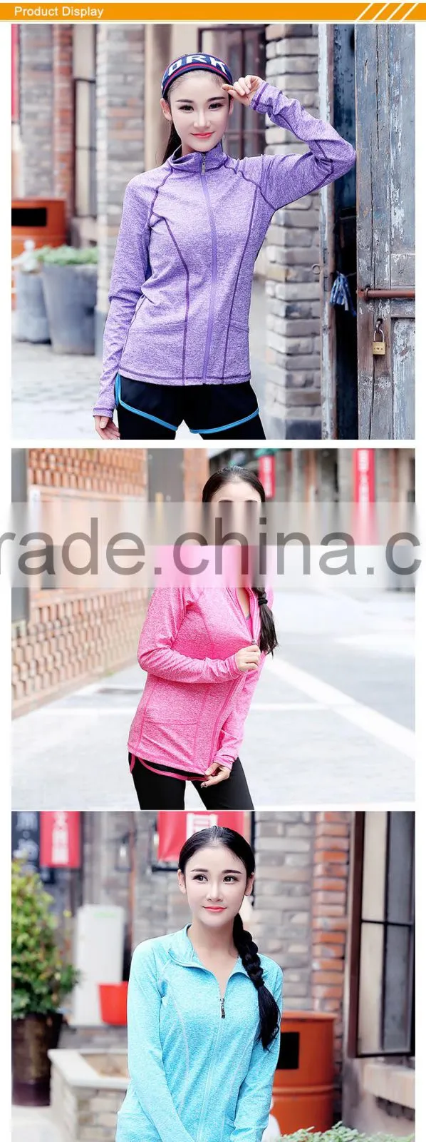 Hsz-A283 Custom Fashion Wholesale Women Sportswear Gym Wear Fitwear Zip Hoodies Sweatshirt 2016