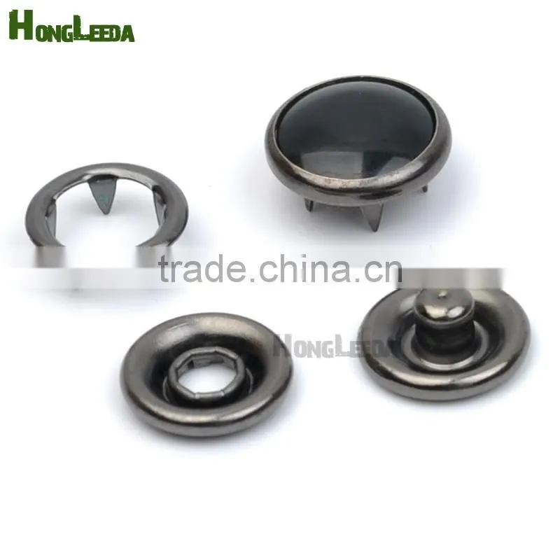 Metal brass 12mm 4 part buttons black pearl prong snap button fastener black nickle / gun metal color #333