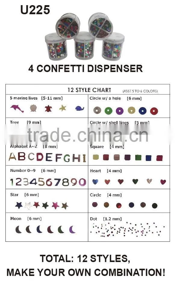 COLORFUL LASER SEQUIN W/ 4 HOLES DISPENSER