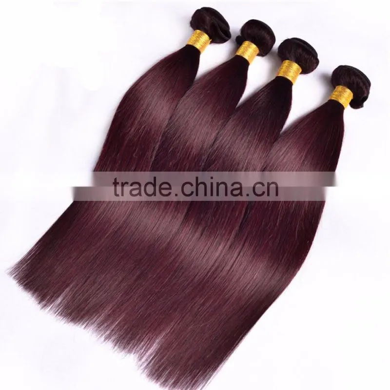Peruvian Virgin Hair 4 Bundles Deals 99J Wine Red Straight Hair 100% Human Hair Weft Weaves Pure Color