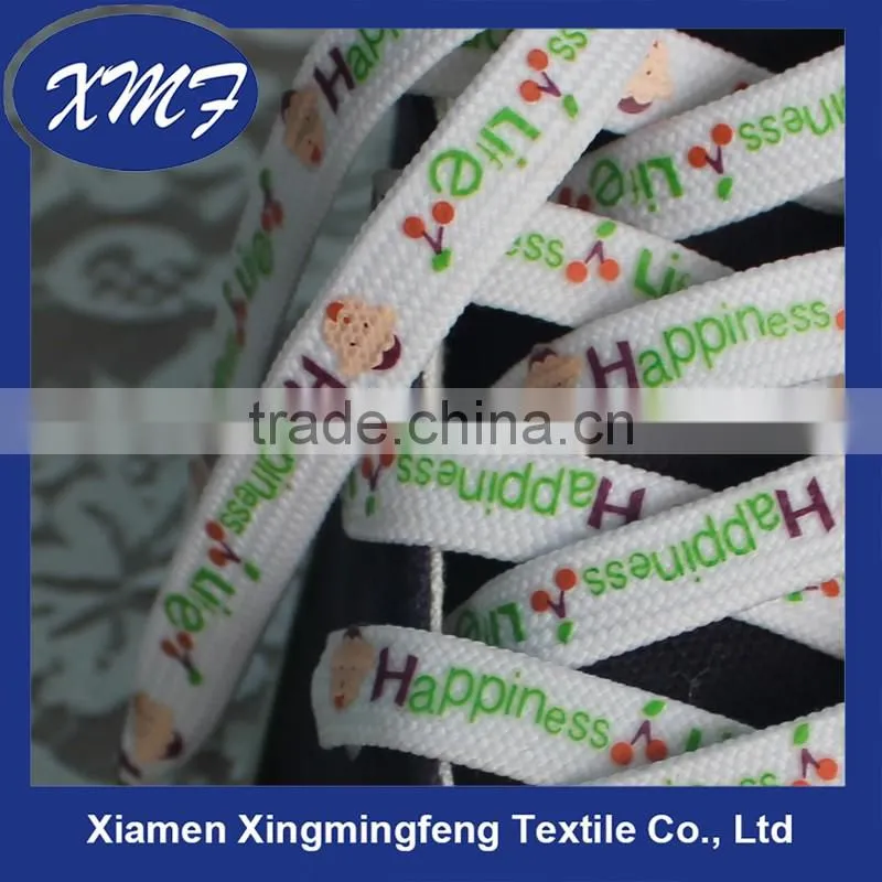 flat double sides cartoon printed shoelaces/silk screen printing shoe laces
