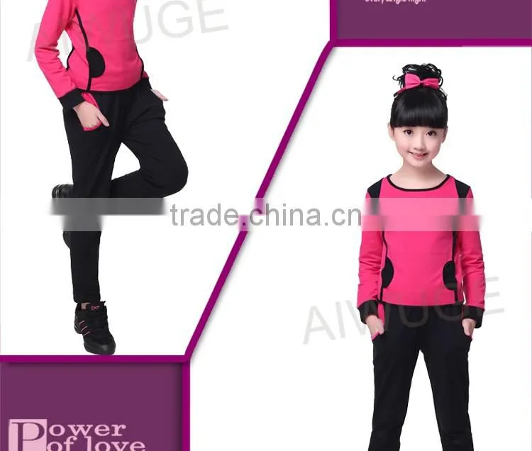 Girls Stylish Suit Kids Long Sleeve Sweatsuit Sets Children Gymnastics/Sports Suits