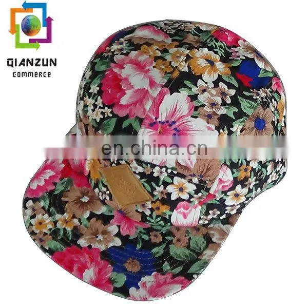 Custom made floral 5 panel drop shipping snapback caps