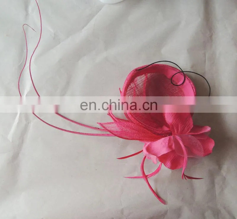 Wholesale Handmade Feathers Ribbon Bow Headband Fascinator Millinery Cocktail Hat White