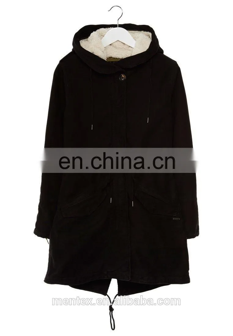 16 AW season slim fit cotton lady's fleece-lined overcoat