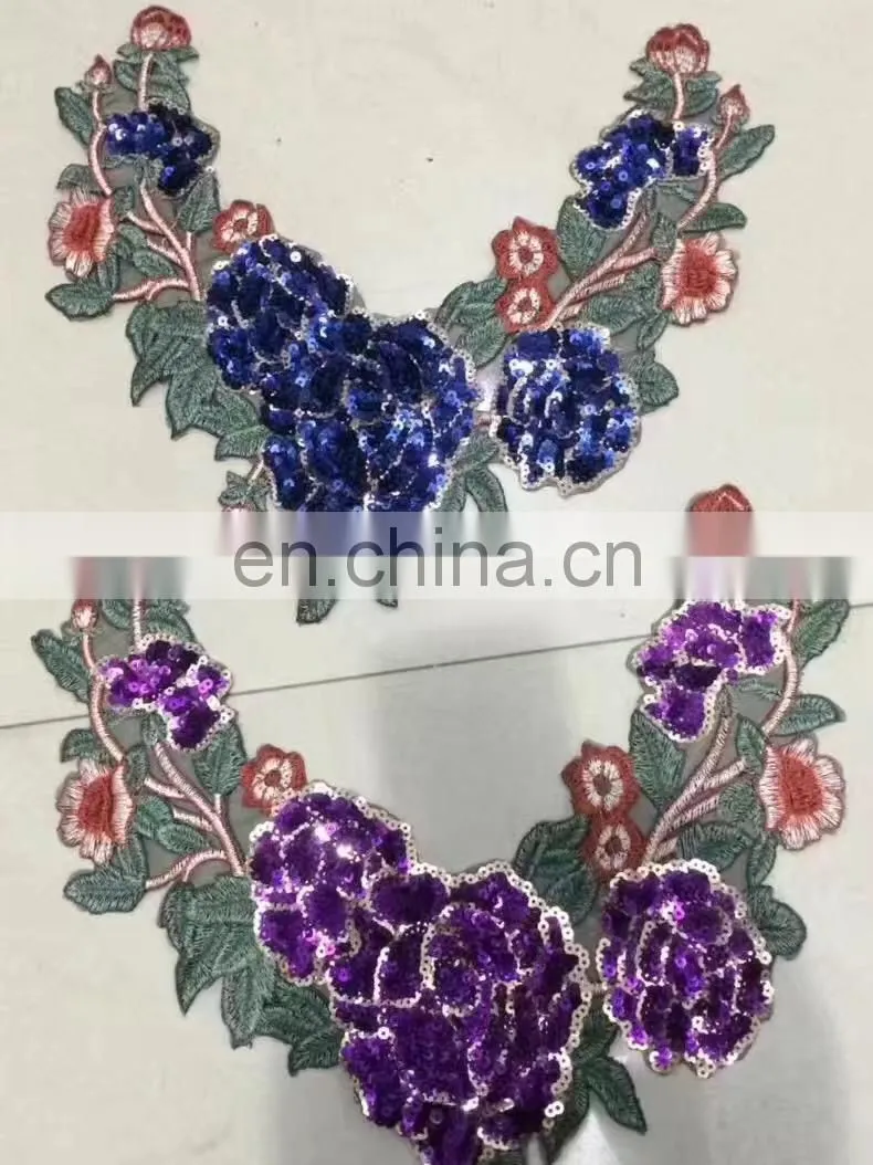wholesale new deisgn popular flower embroidery sequin collar