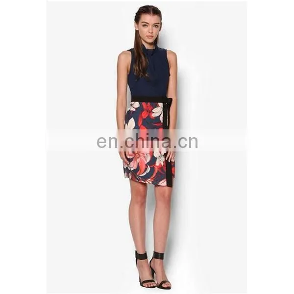 Wholesale ladies fashion dresses with pictures sleeveless design women office dress