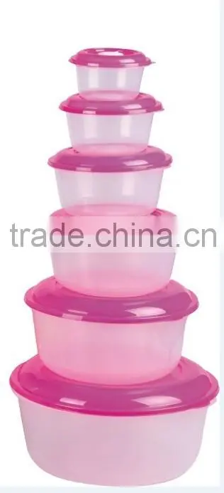Popular 6 pcs set round plastic food storage container