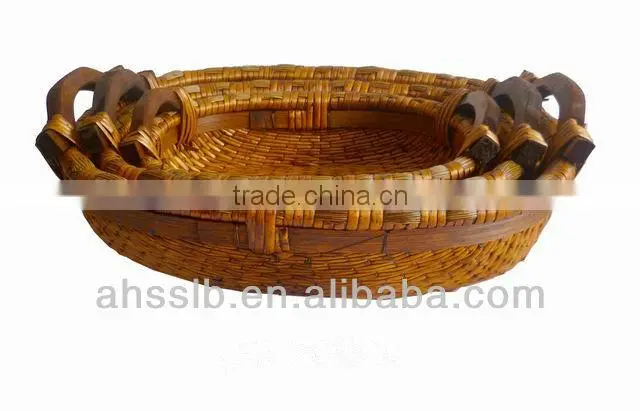 2013 new style wholesale cheap various shaped reed storage plate with ear handles