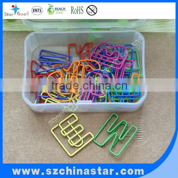 Fancy shapes PET coated paper clip in plastic box